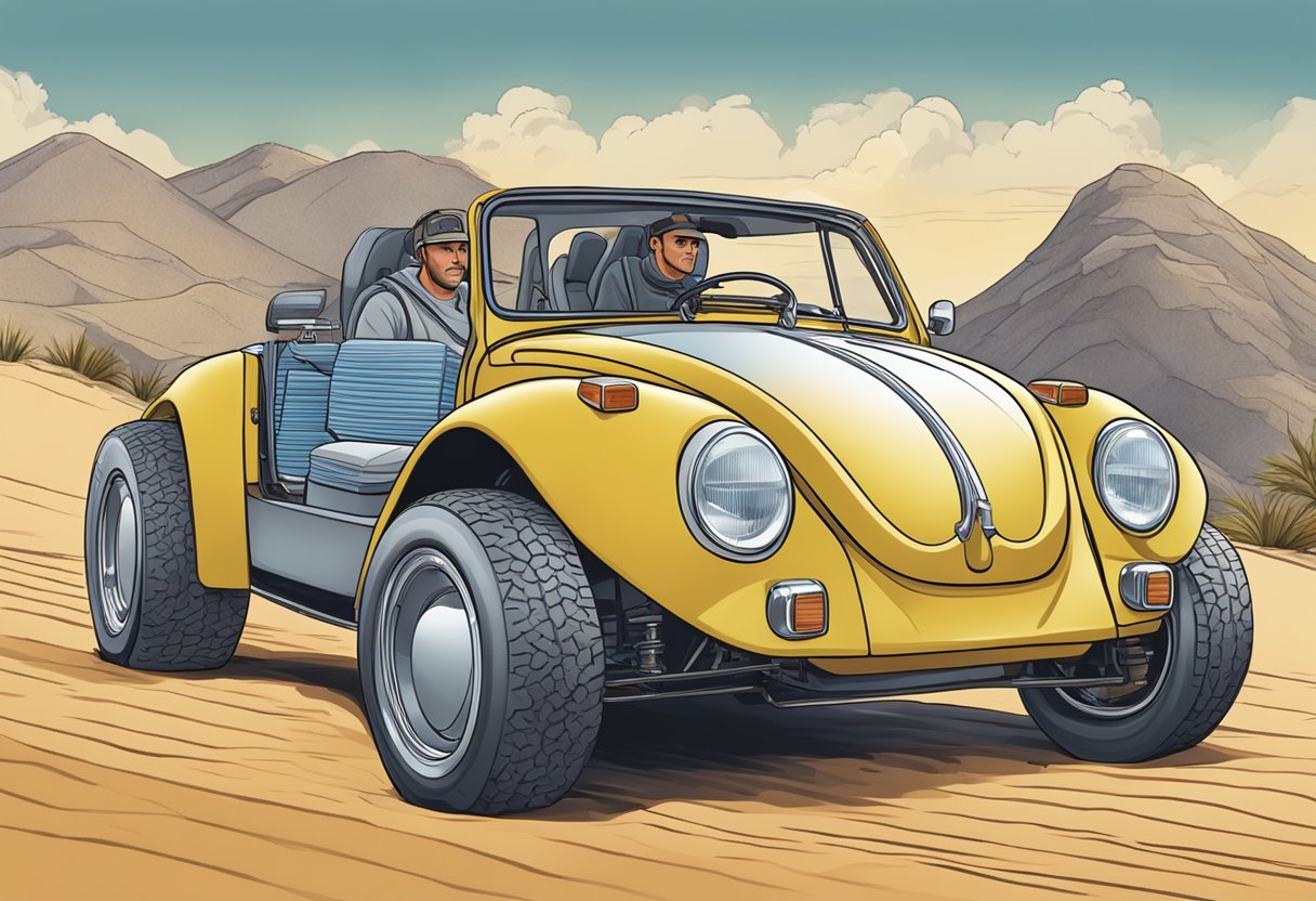 A mechanic installs an electrical system in a dune buggy converted from a VW Beetle