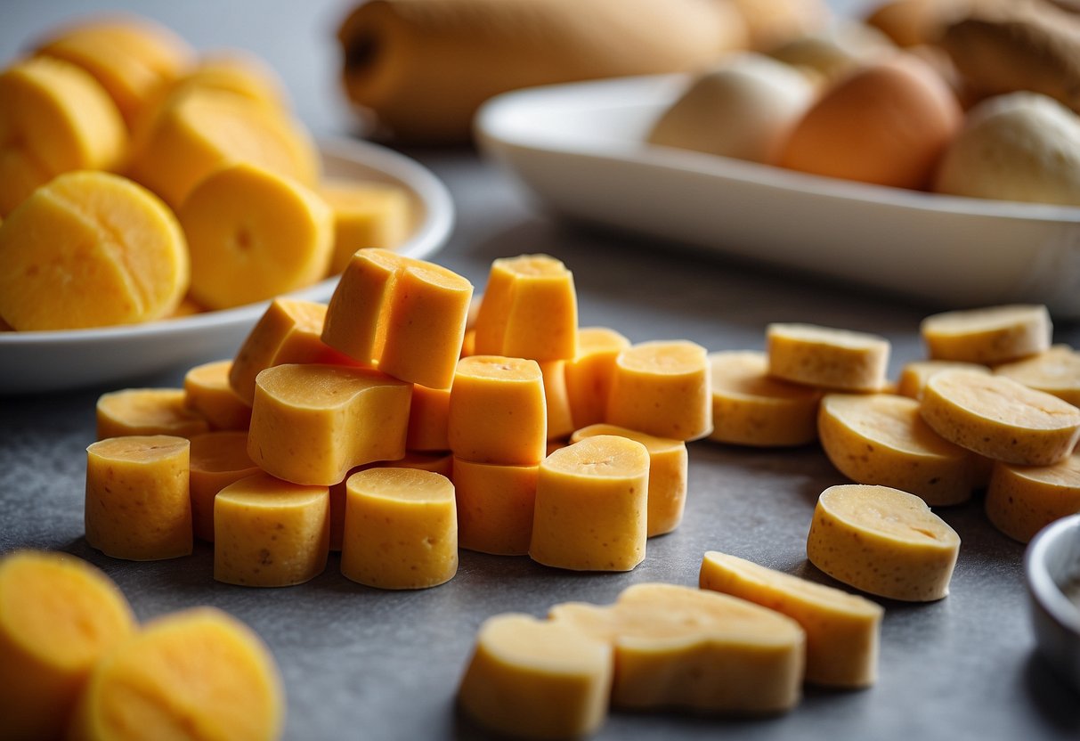 Colorful snacks and yellow yams, yogurt, and yuzu. Kitchen filled with y-shaped cookie cutters, yam peeler, and yoyo for fun