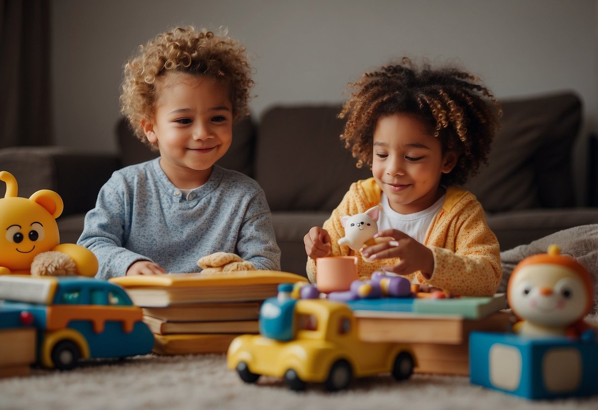 Preschoolers in pajamas play with toys, read books, and have a cozy snack during PJ Day activities