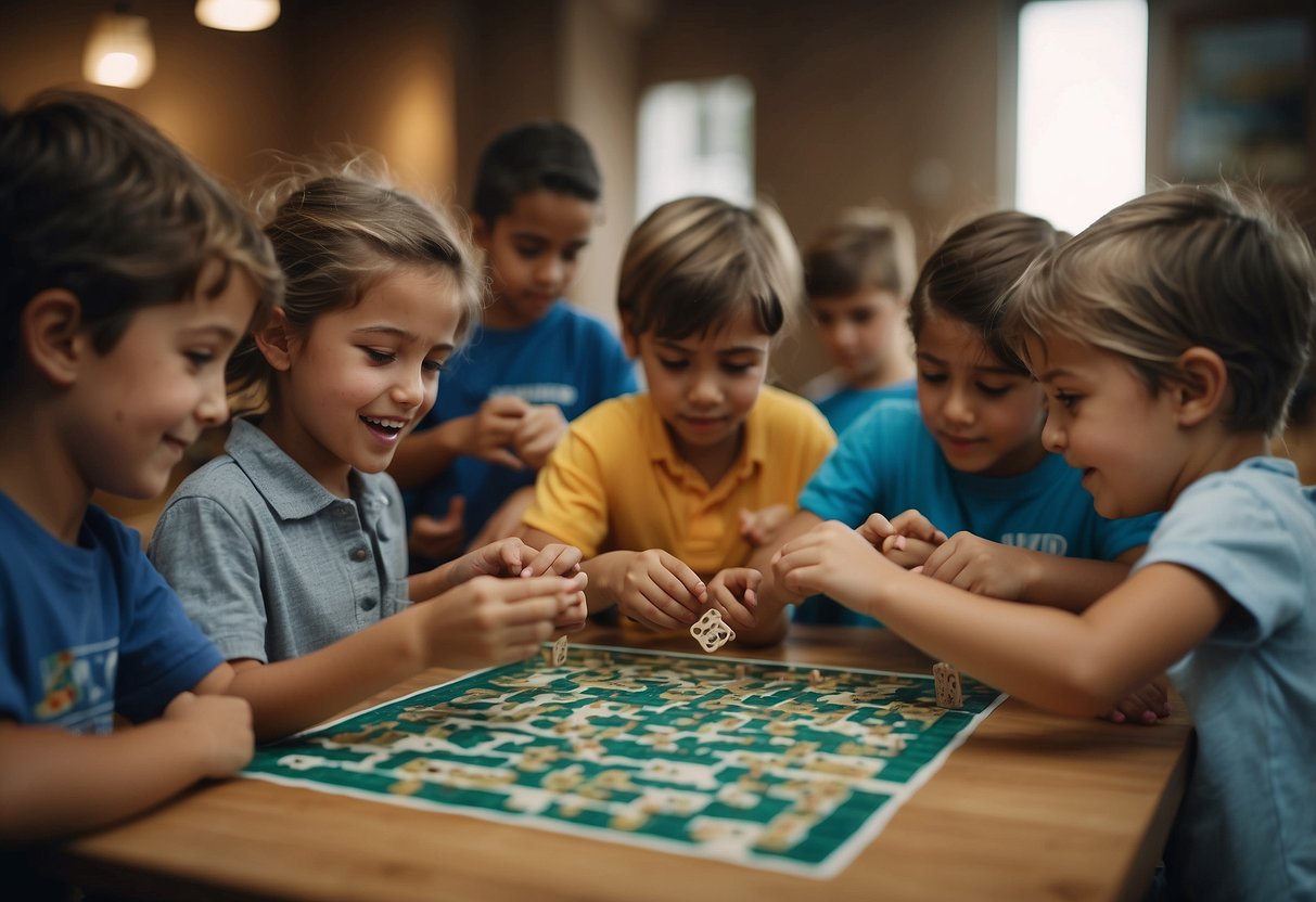 Children working together to solve puzzles and complete challenges in a fun and supportive environment