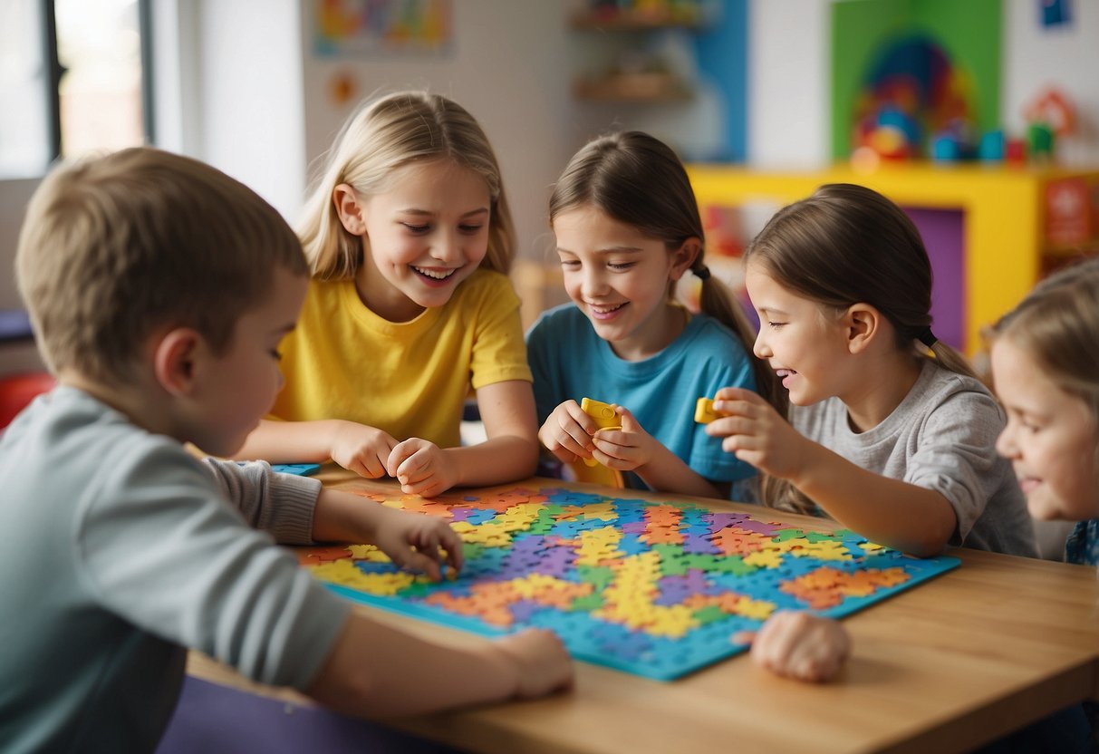 Dyslexic kids engage in interactive reading games, colorful puzzles, and sensory activities in a bright, welcoming space