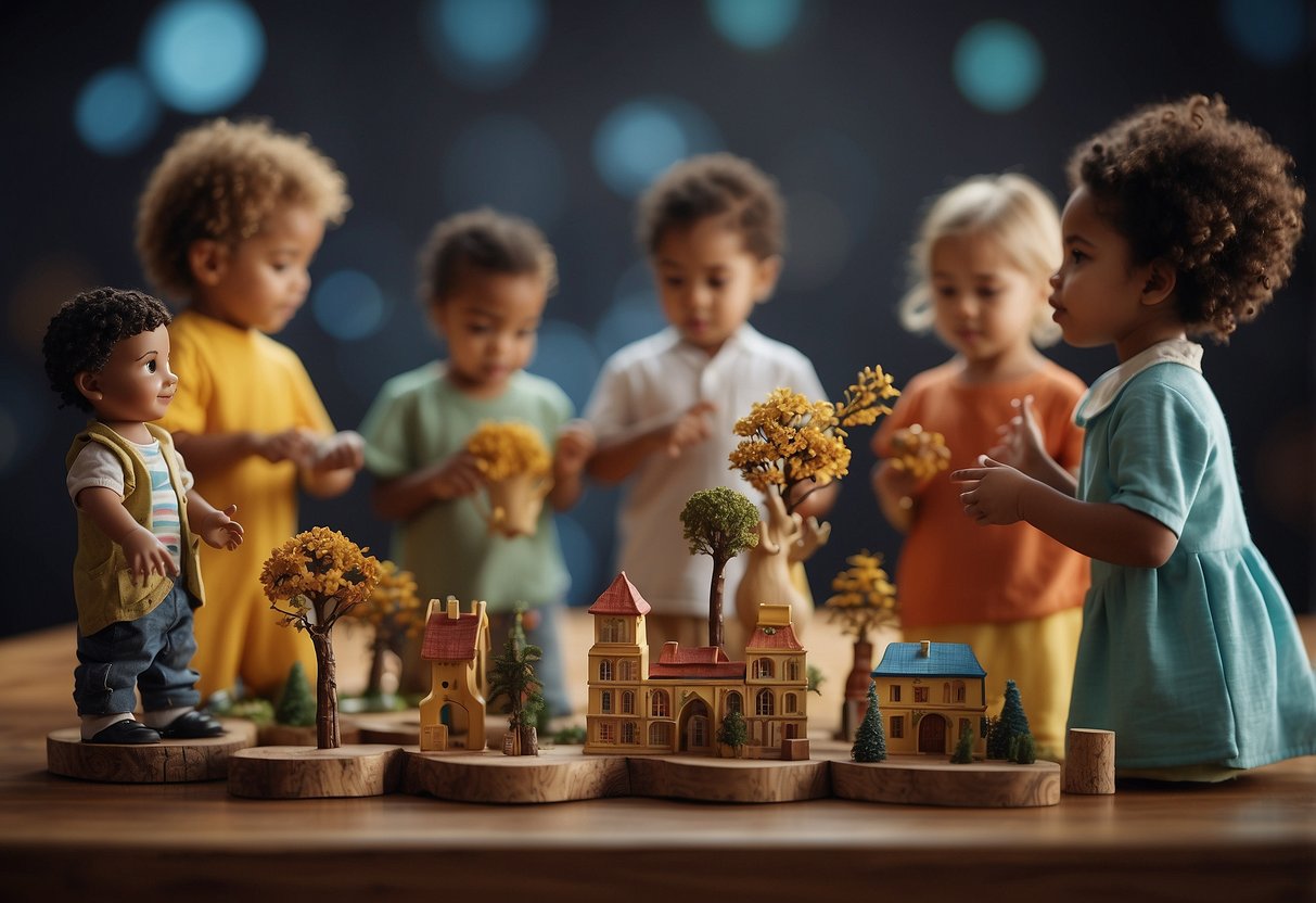 Children of various backgrounds play and learn together, surrounded by symbols of diversity and acceptance