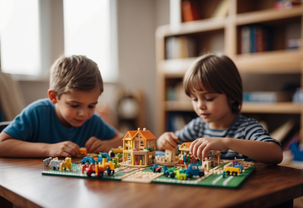 Children engage in educational activities while sick, playing with interactive toys and learning tools. Books, puzzles, and educational games surround them in a cozy, comforting environment