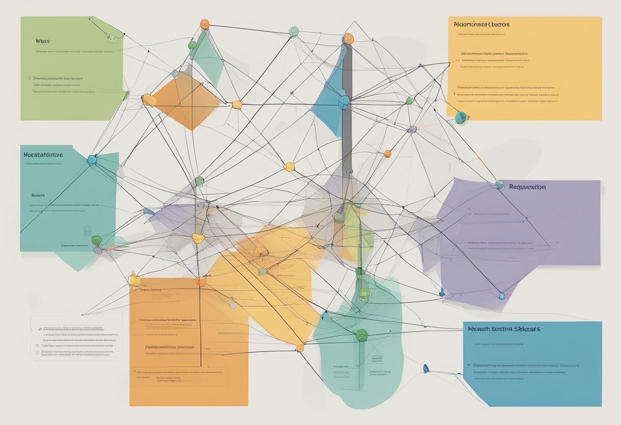 A Web Of Interconnected Lines And Shapes Representing Different Narrative Structures, With Clear Labels For Each Type