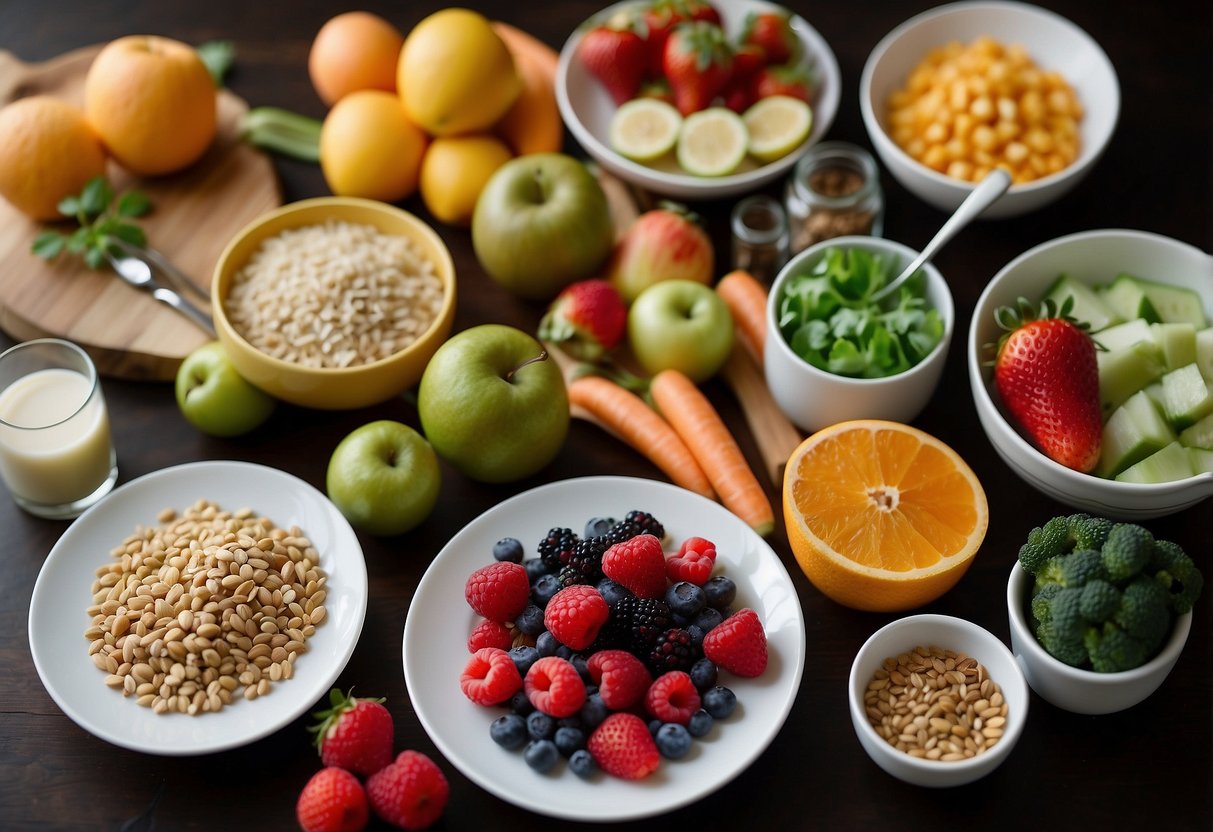 Colorful array of allergy-friendly and alternative dishes, including vibrant fruits, vegetables, and grains, arranged in a playful and inviting manner for a one-year-old's mealtime