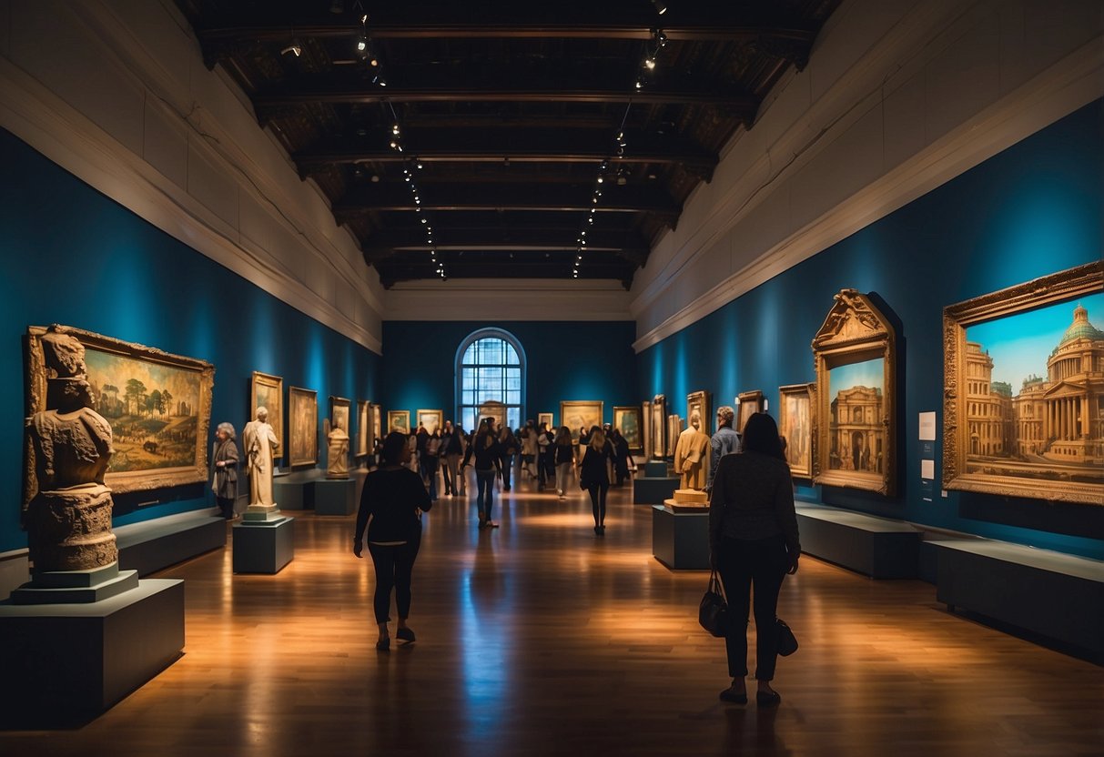 Colorful exhibits fill the vast halls of Philadelphia's museums. Visitors marvel at ancient artifacts and modern art