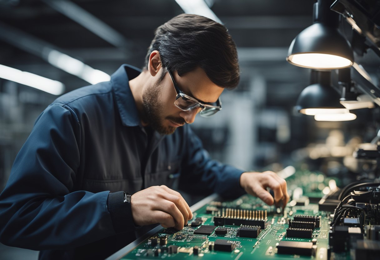 A technician assembles PCB components in a Melbourne workshop