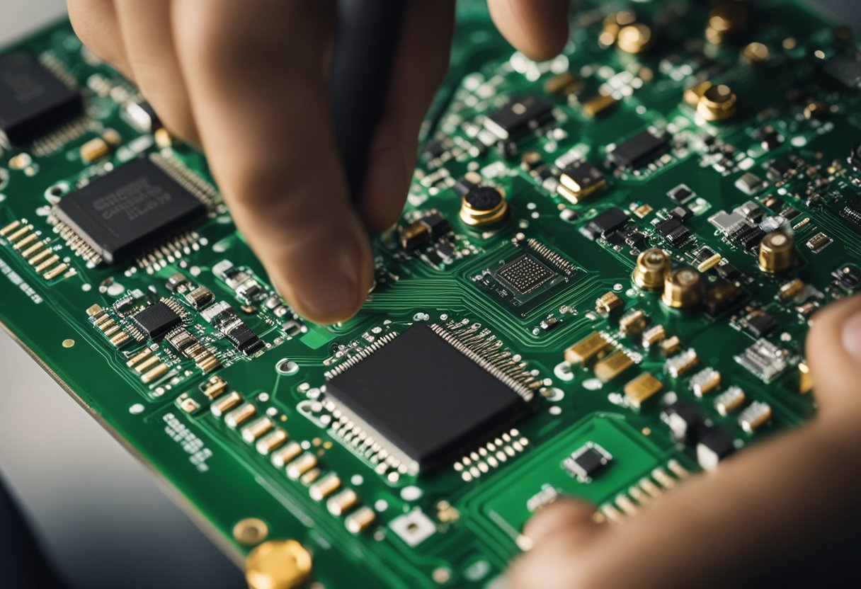 PCB components being placed and soldered onto a circuit board