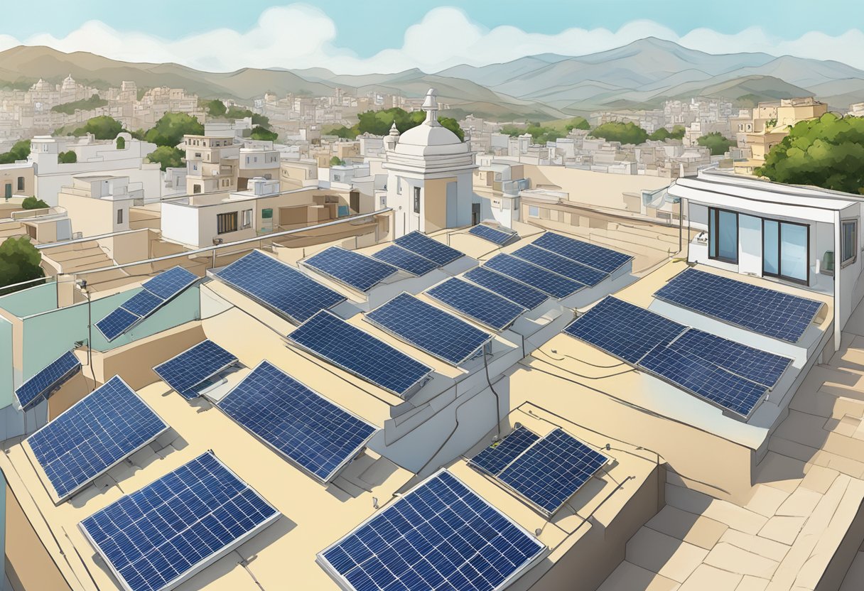 A rooftop in Udaipur with a list of top solar dealers, showcasing validation and credibility