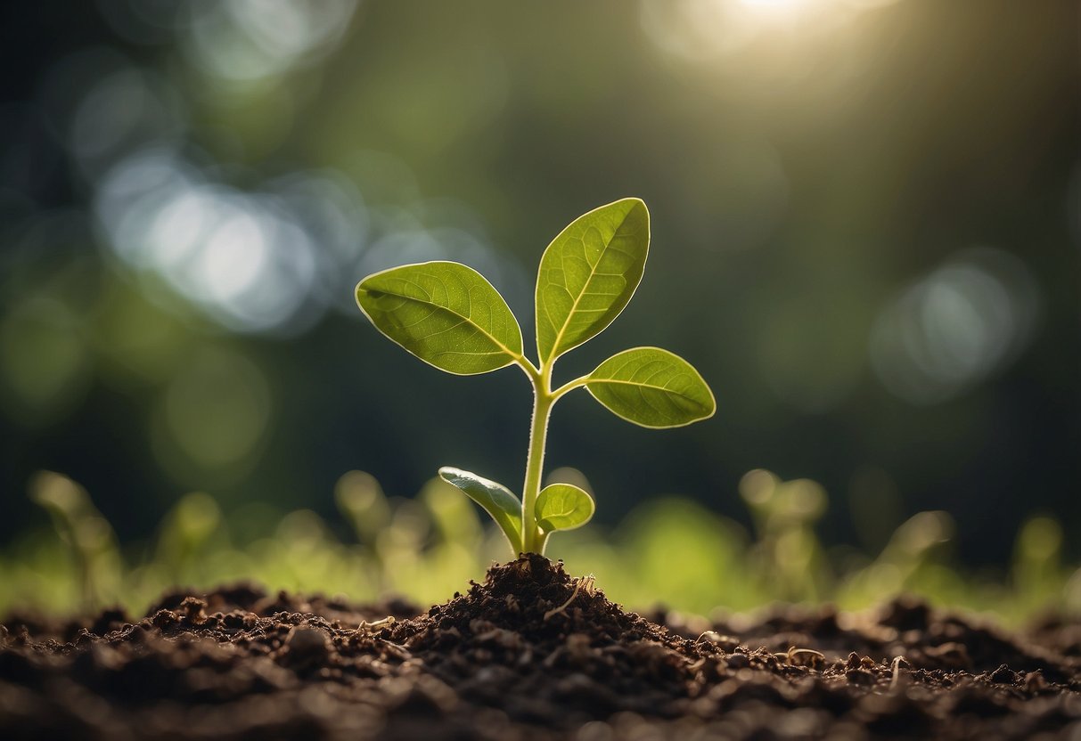 A Seedling Sprouts From The Ground, Growing Into A Mighty Tree, Symbolizing The Transformation Narrative Structure