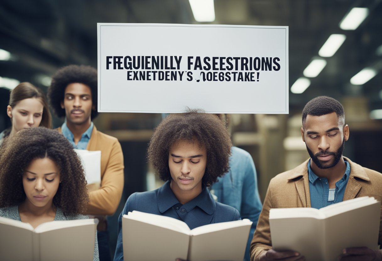 A group of people reading a sign that says "Frequently Asked Questions Enterovirus" with a puzzled expression on their faces