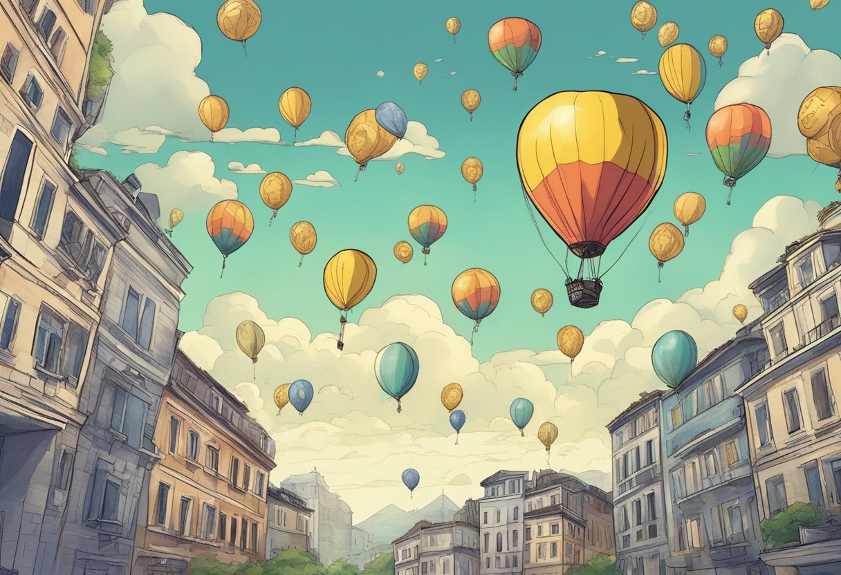 DUCATA crypto project stands strong against rising inflation, symbolized by a balloon soaring into the sky while traditional currencies deflate