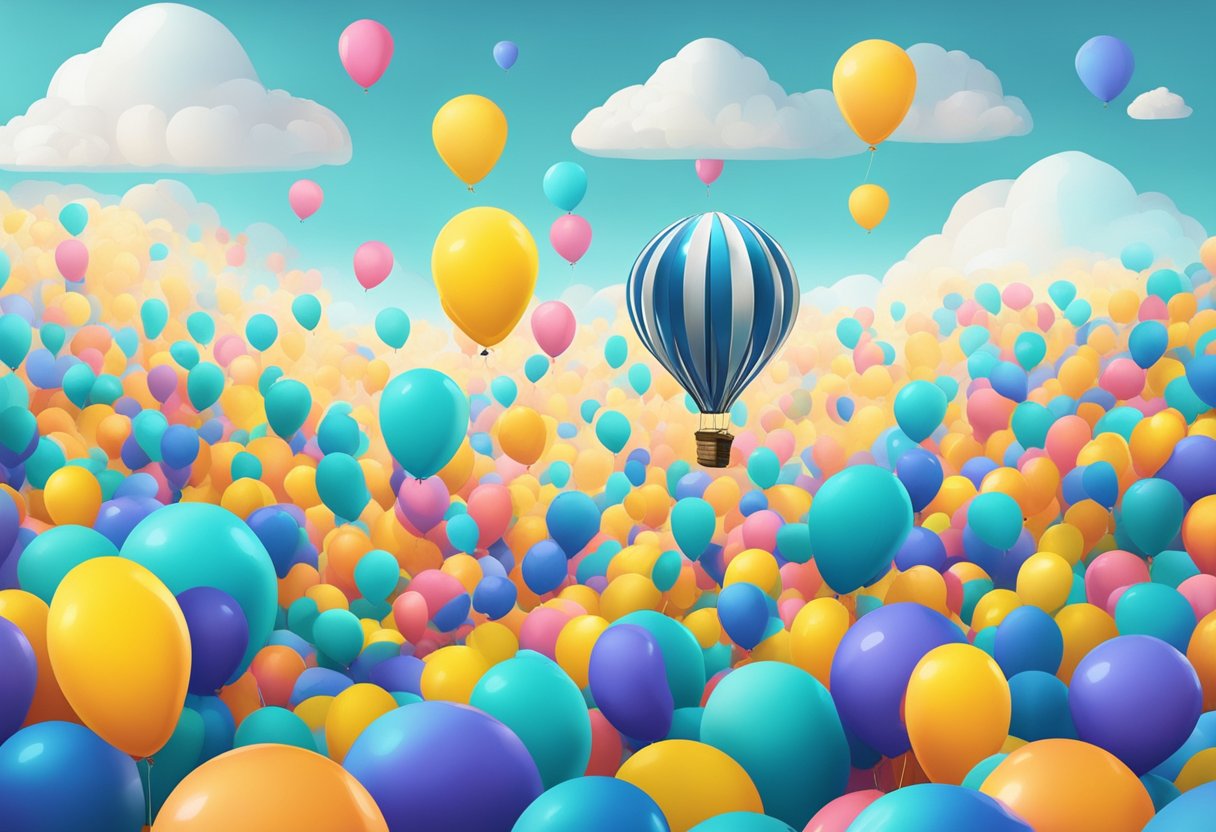 A vibrant illustration of DUCATA crypto project rising above a deflating balloon symbolizing inflation in the decentralized finance (DeFi) space