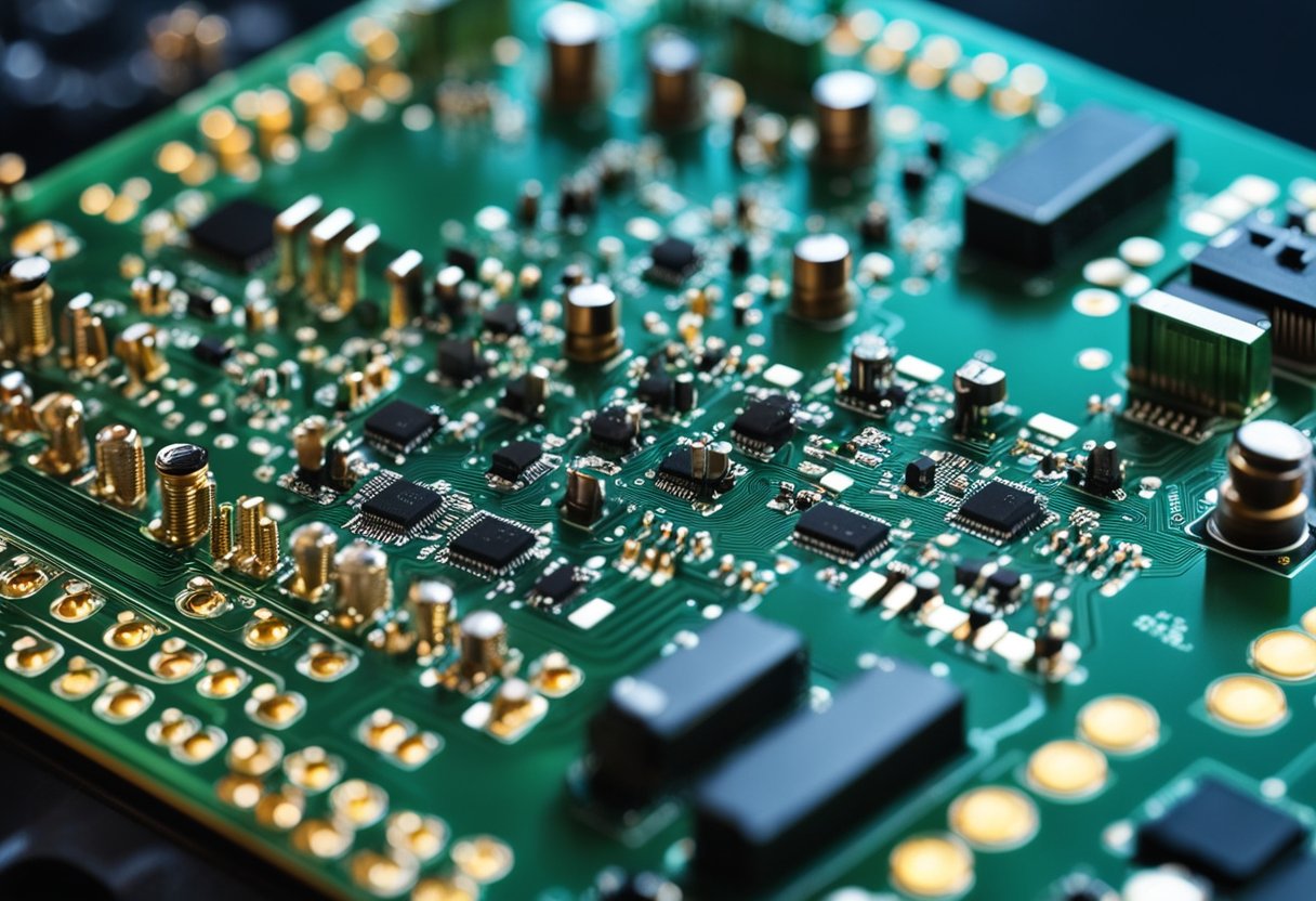 A neatly arranged PCB assembly with components soldered onto the board, following industry standards