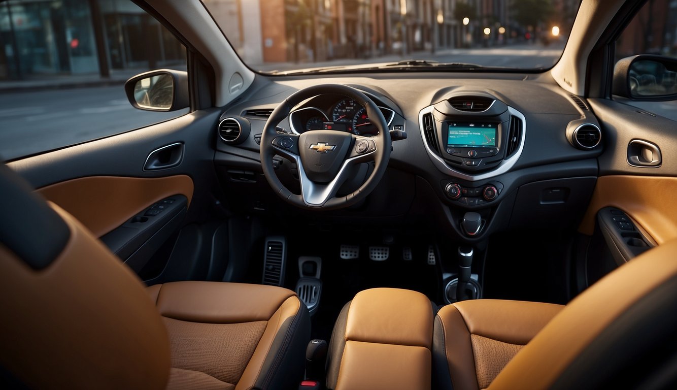 Cluttered and cramped interior of a Chevrolet Spark