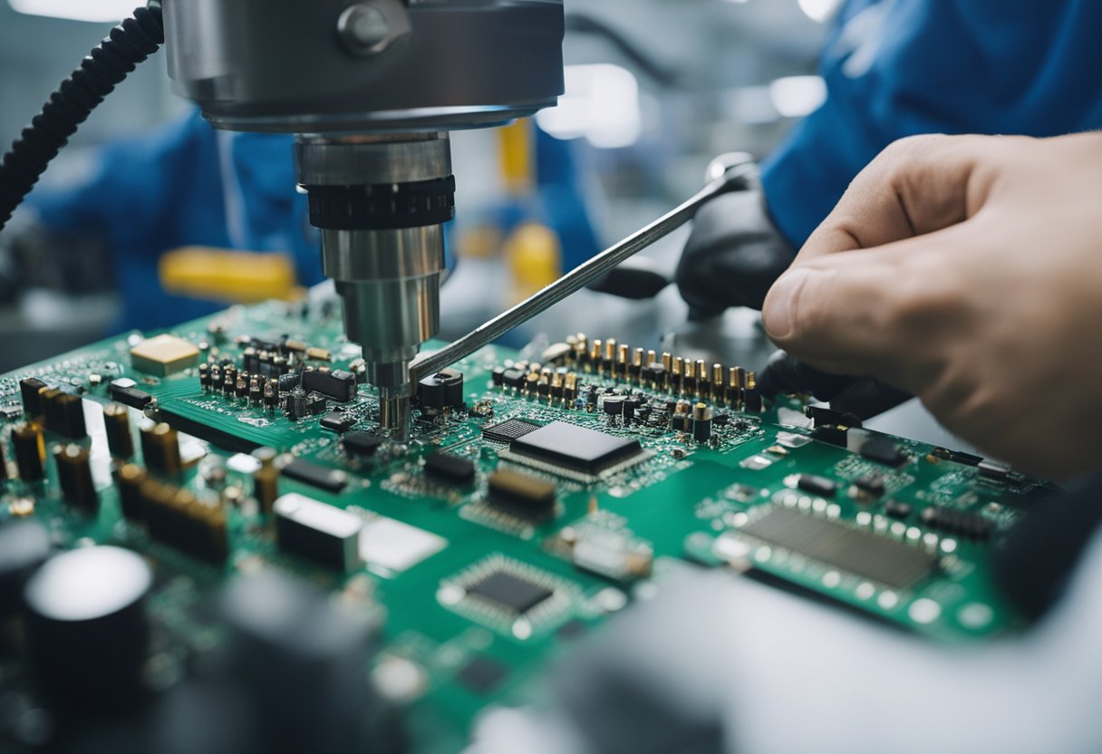 Components being soldered onto a printed circuit board in a modern Australian assembly facility