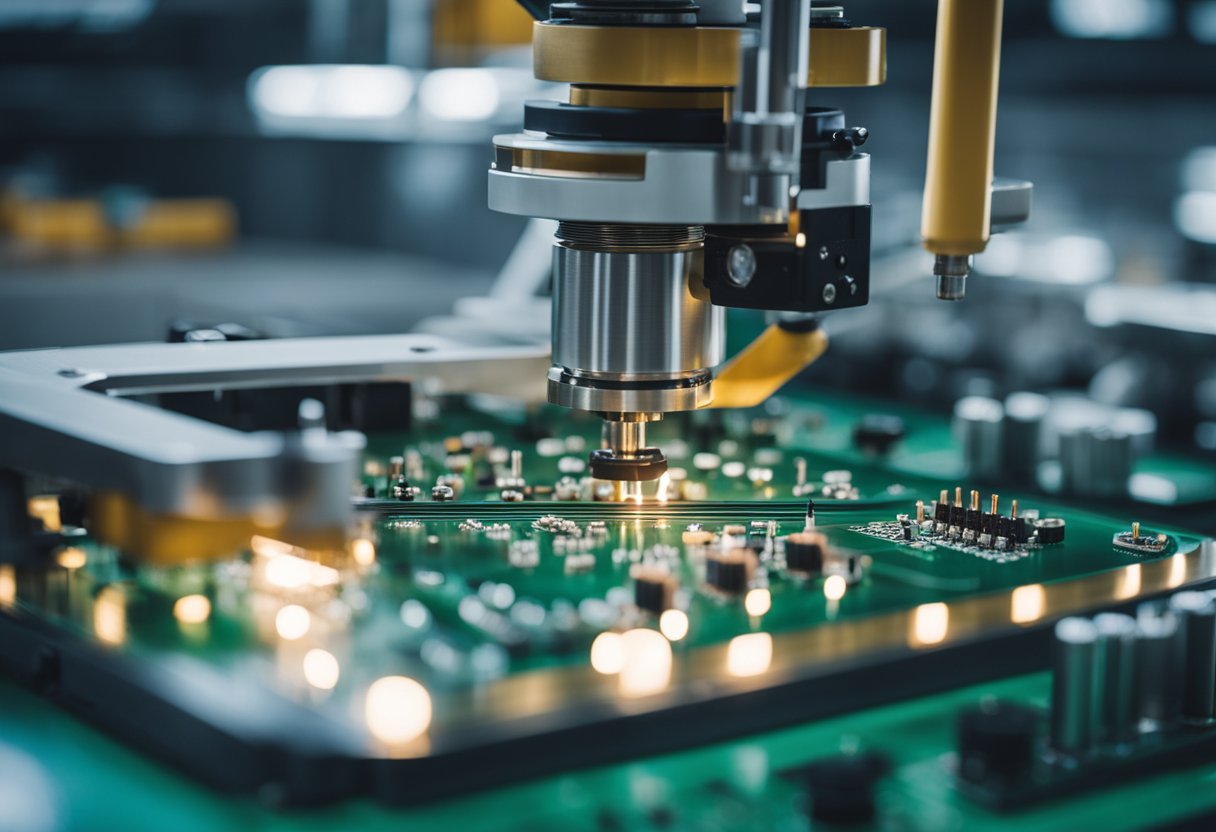 Machines assemble flex PCBs with precision soldering and component placement in a clean, well-lit manufacturing facility