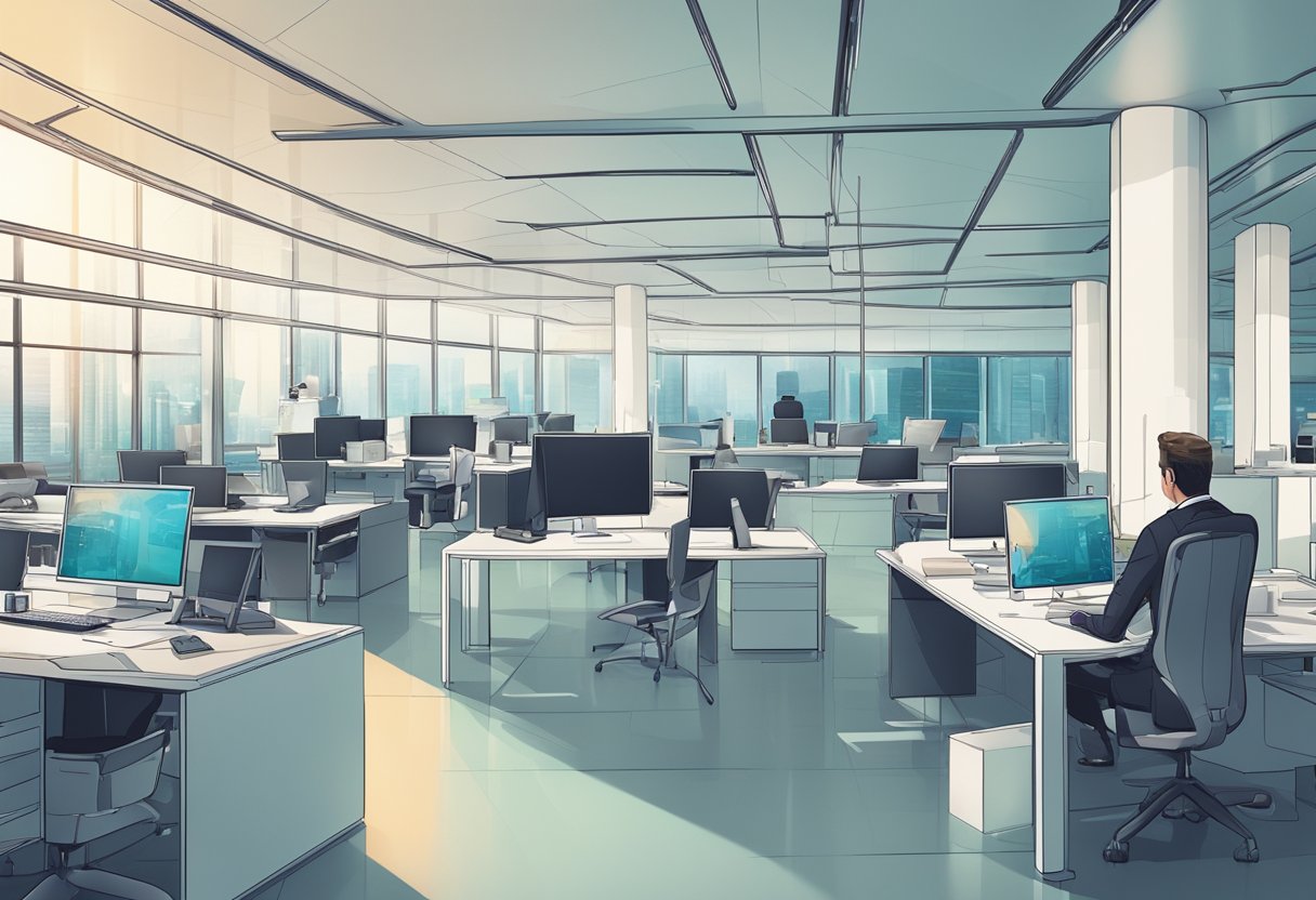 A futuristic office with a lack of managerial development leading to consequences for the company's workforce
