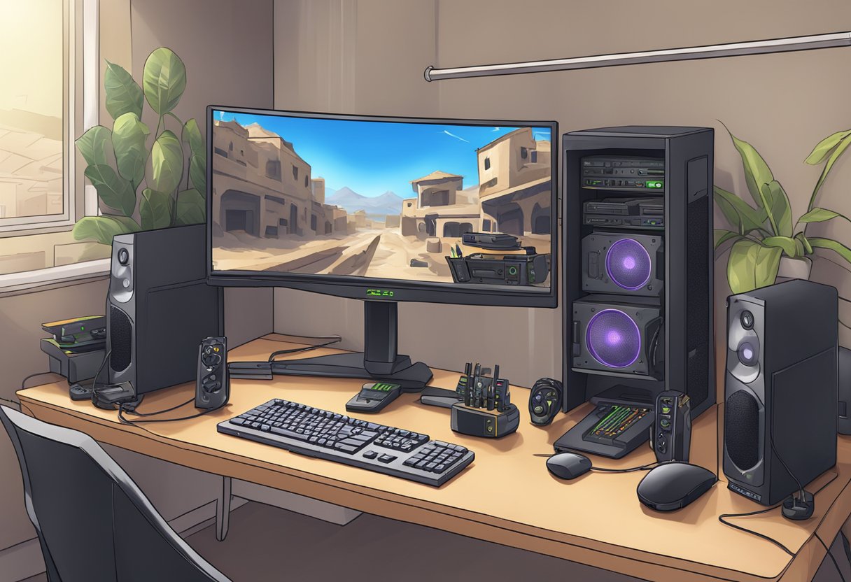 A gaming setup with optimized hardware and settings for ranking up in Counter Strike 2