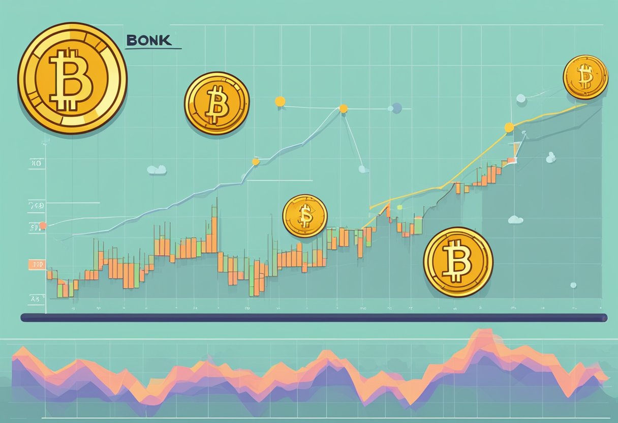 A chart showing the historical price analysis of Bonk Coin, with a line graph reaching $1