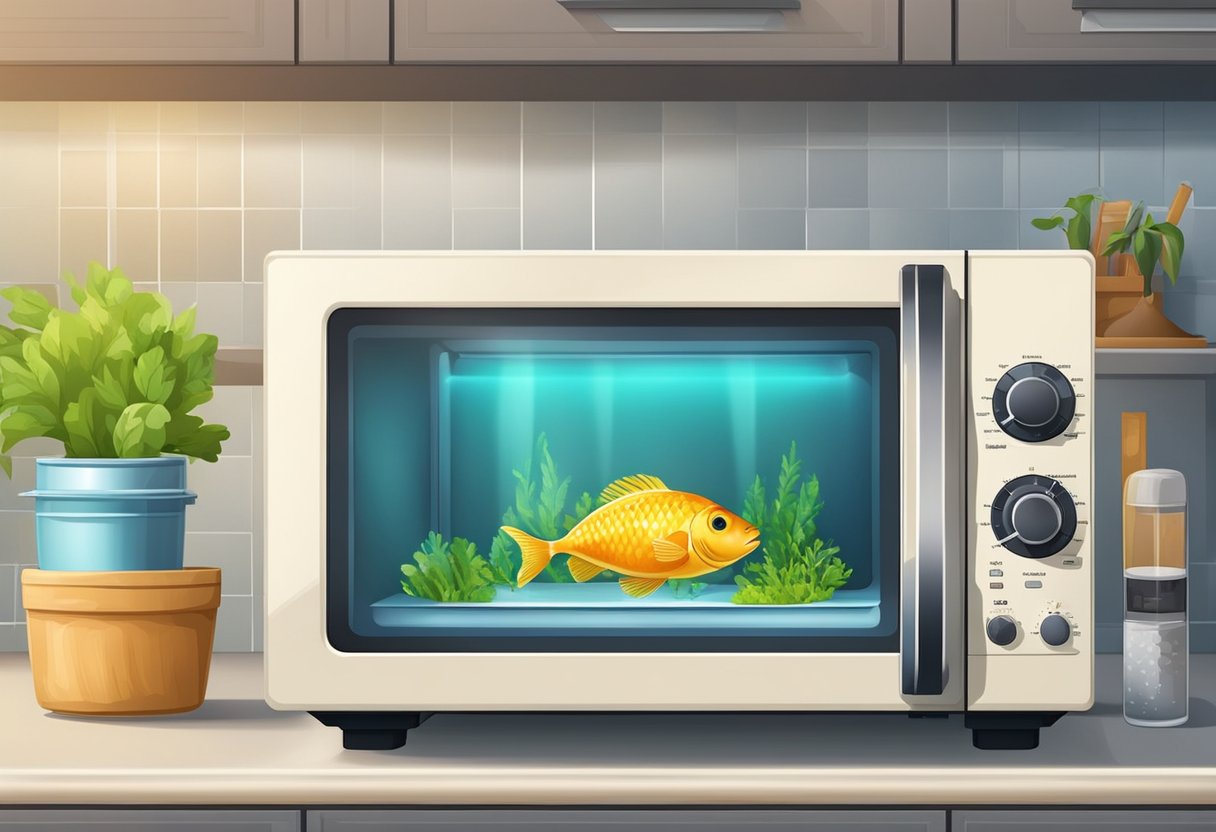 A microwave with fish smell. Chemical cleaning agents and tools used to remove odor