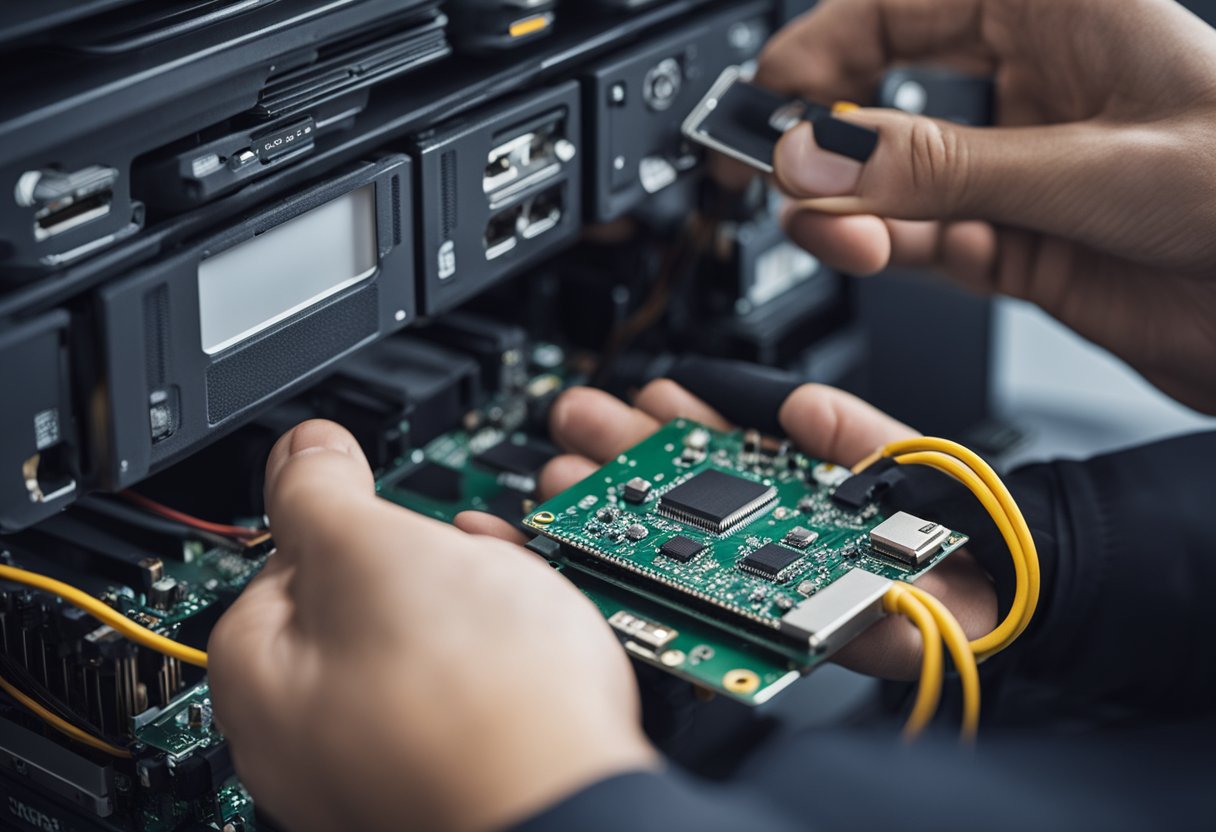 A technician in Brisbane swiftly recovers data from an external hard drive, providing same-day service