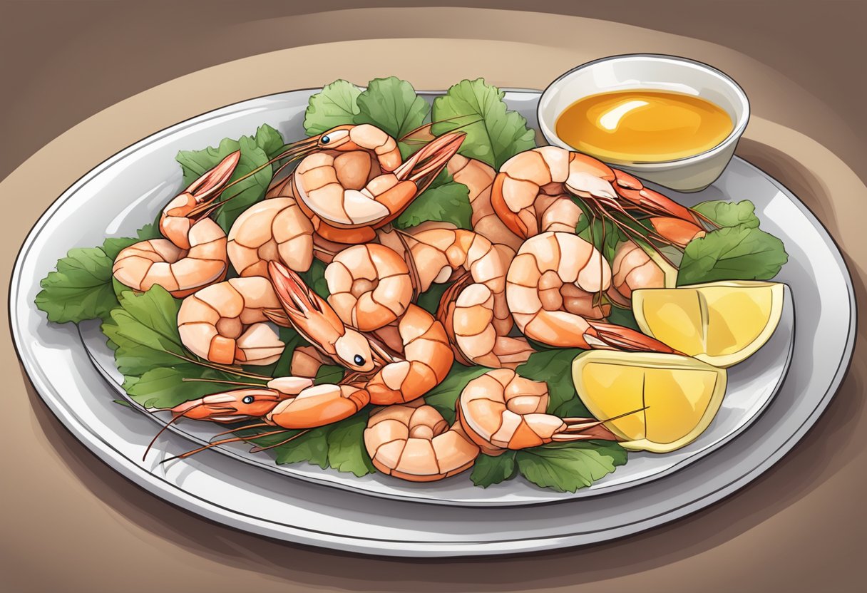 A plate of prawns with a cholesterol label