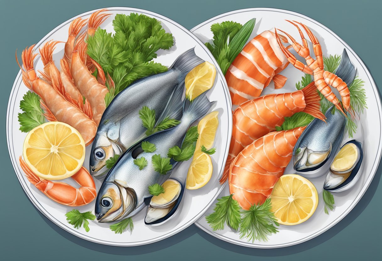 Seafood and meat are separate but equal on a plate