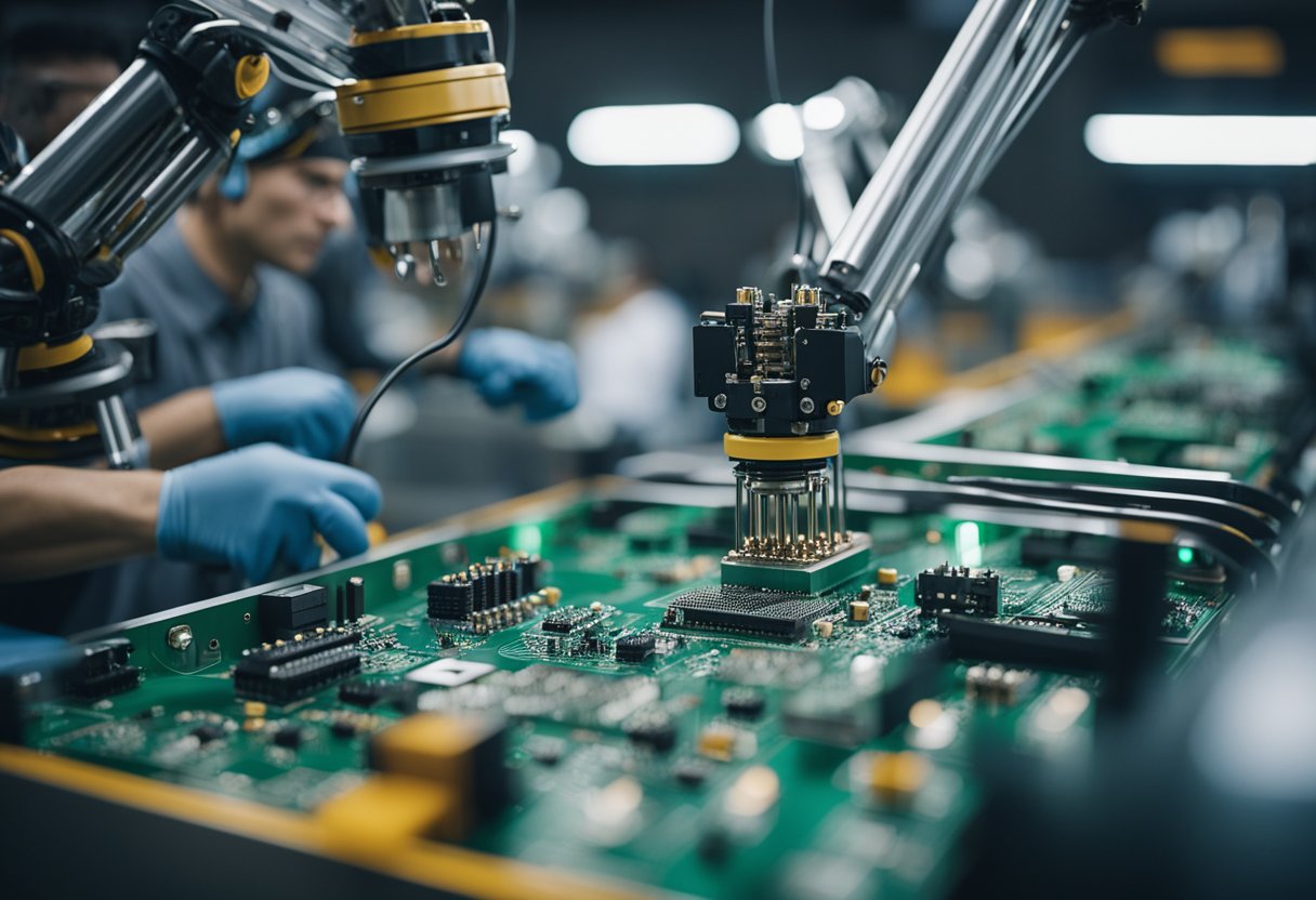 Circuit boards being assembled by robotic arms in a Vancouver factory
