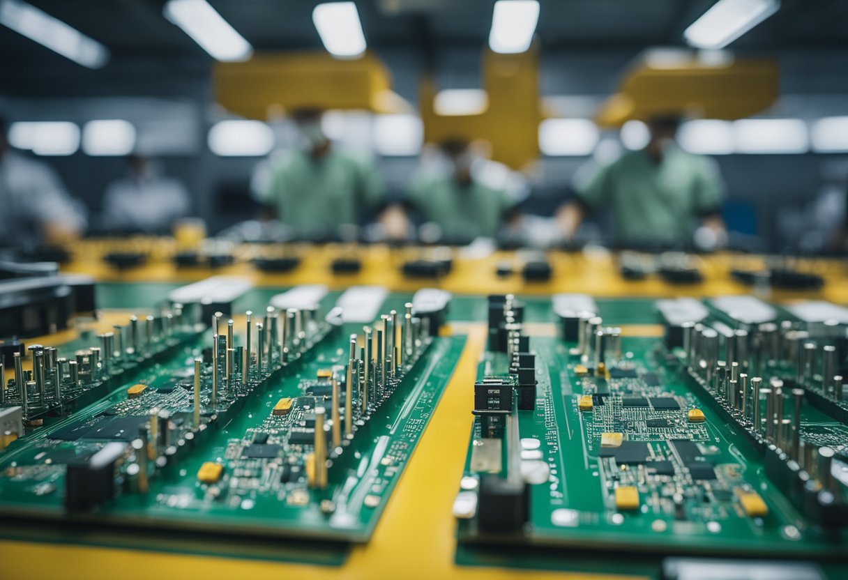 PCB components being assembled on a production line in Taiwan