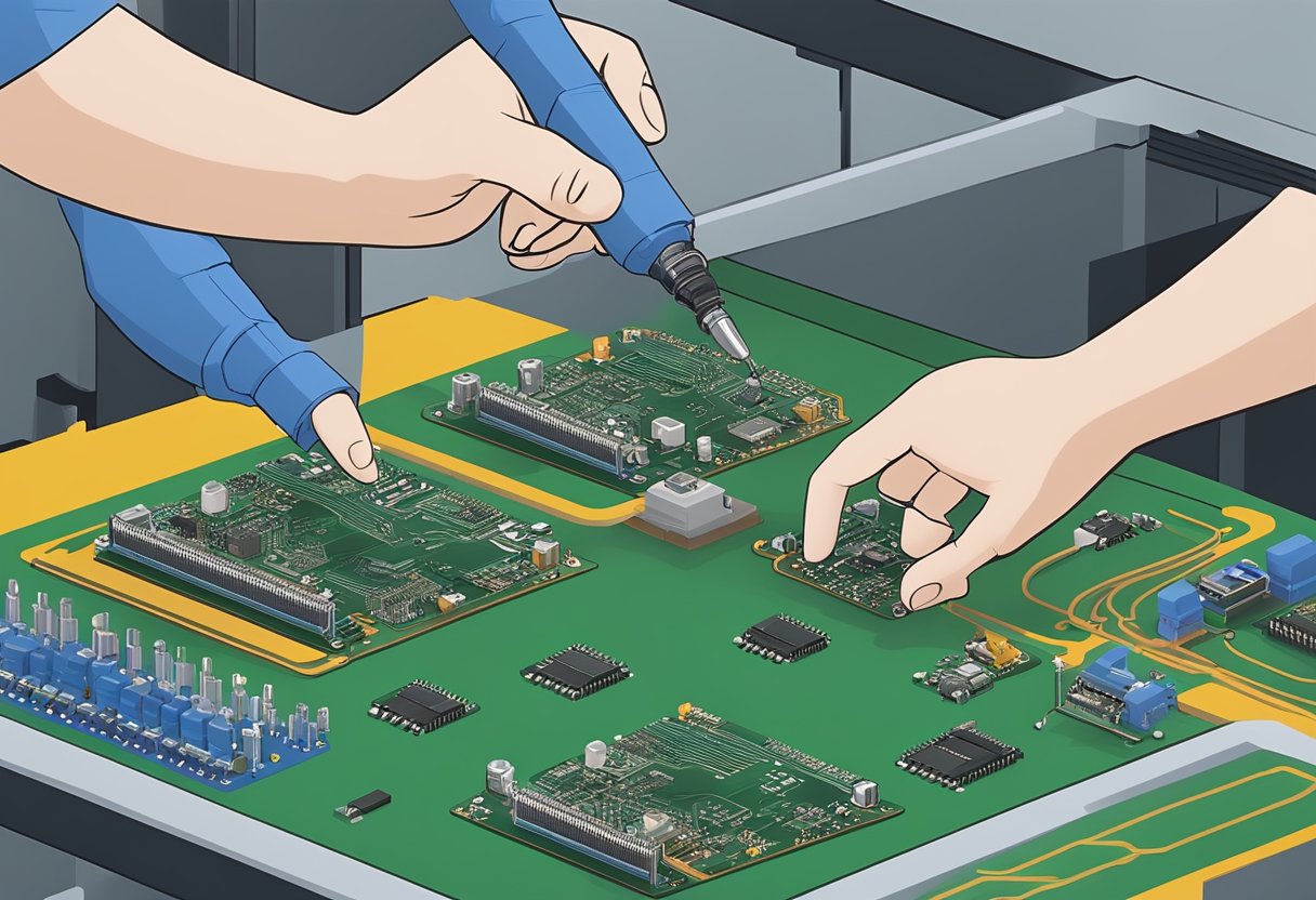 Components being placed on a printed circuit board in a Maryland assembly facility
