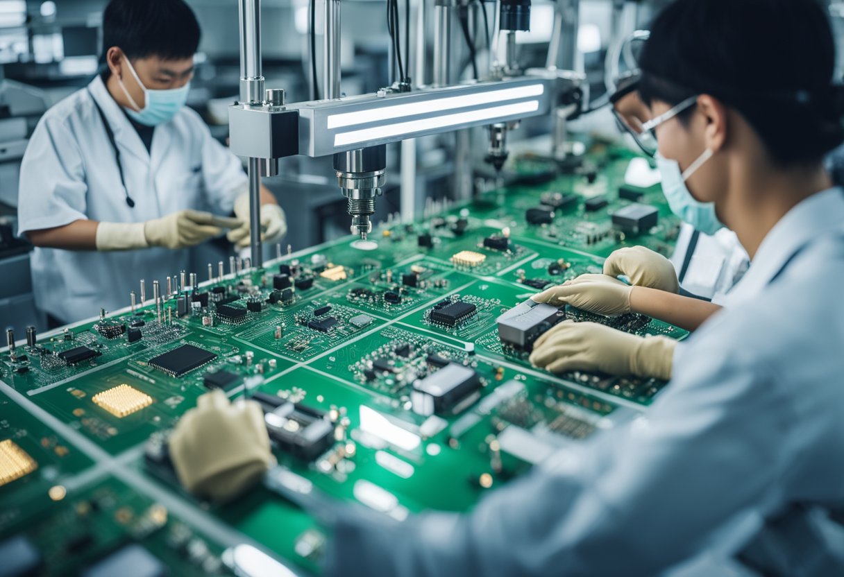 China PCB assembly manufacturers working on production lines with advanced machinery and equipment
