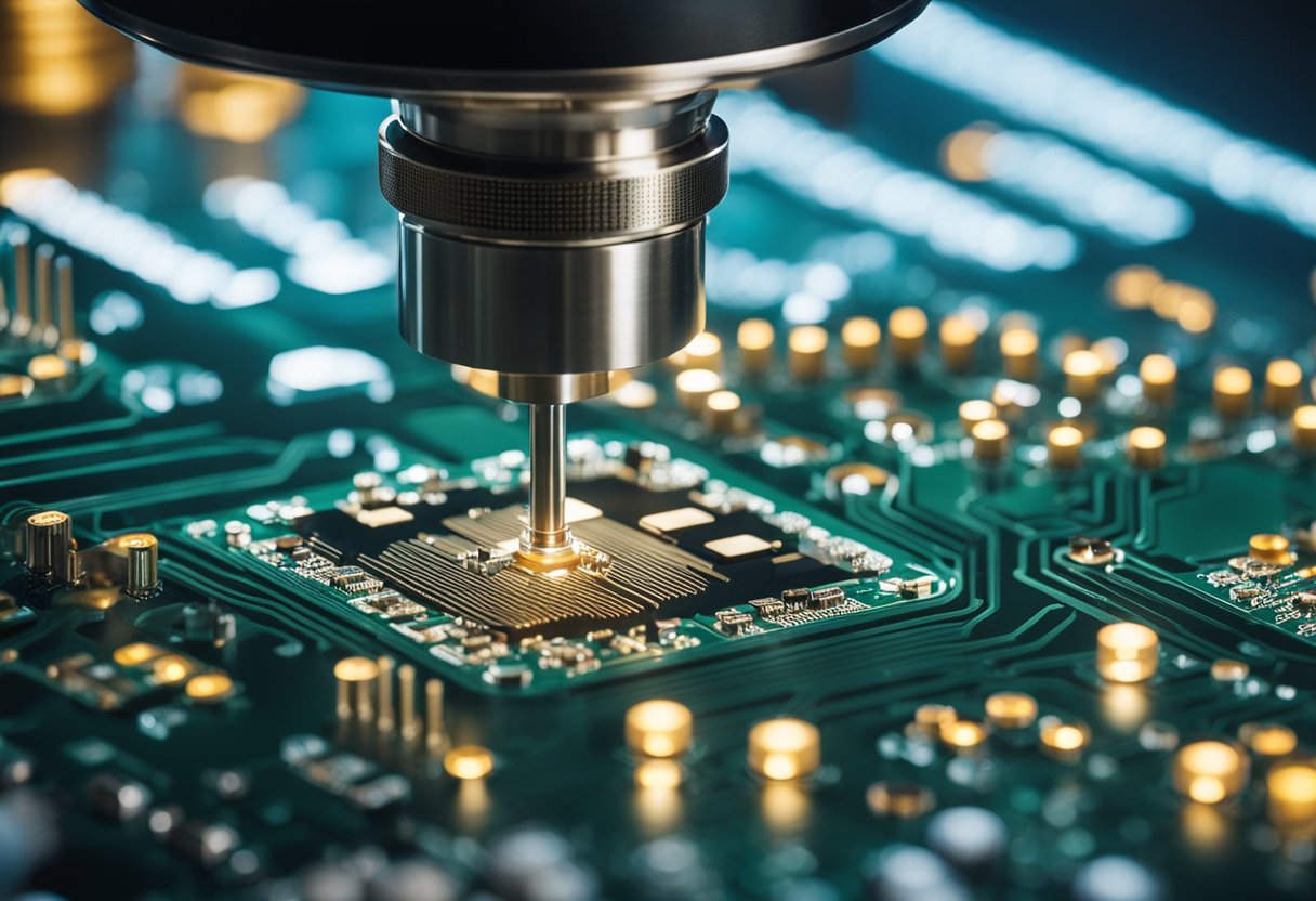PCB components being tested with automated equipment
