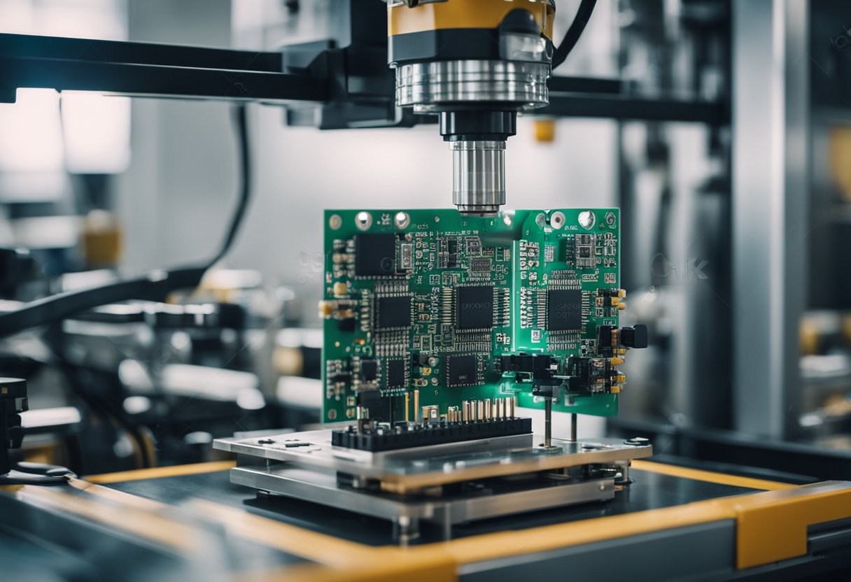 An automated machine tests a printed circuit board assembly for functionality and performance