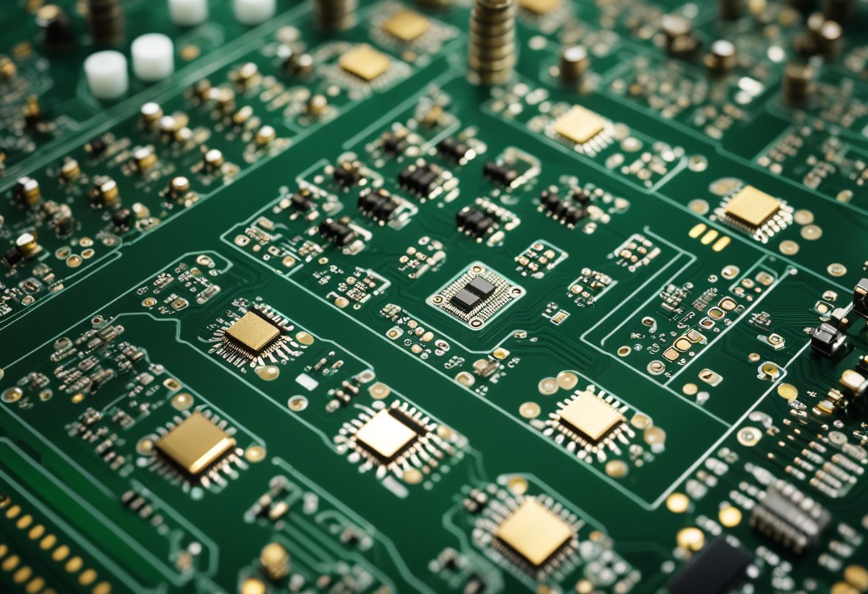 Electronic components arranged on a PCB in a Seattle assembly facility