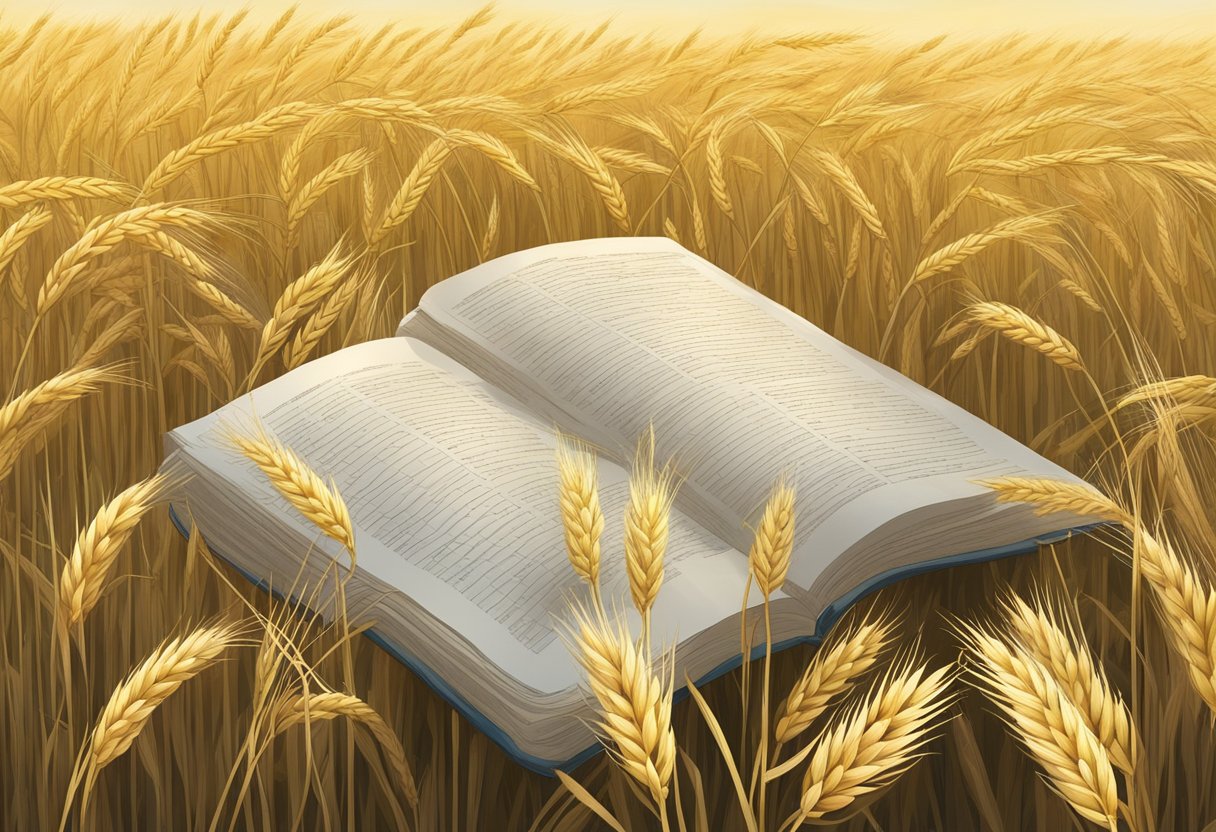 A field of golden barley sways in the breeze, surrounded by a backdrop of ancient scientific texts and modern clinical trial reports