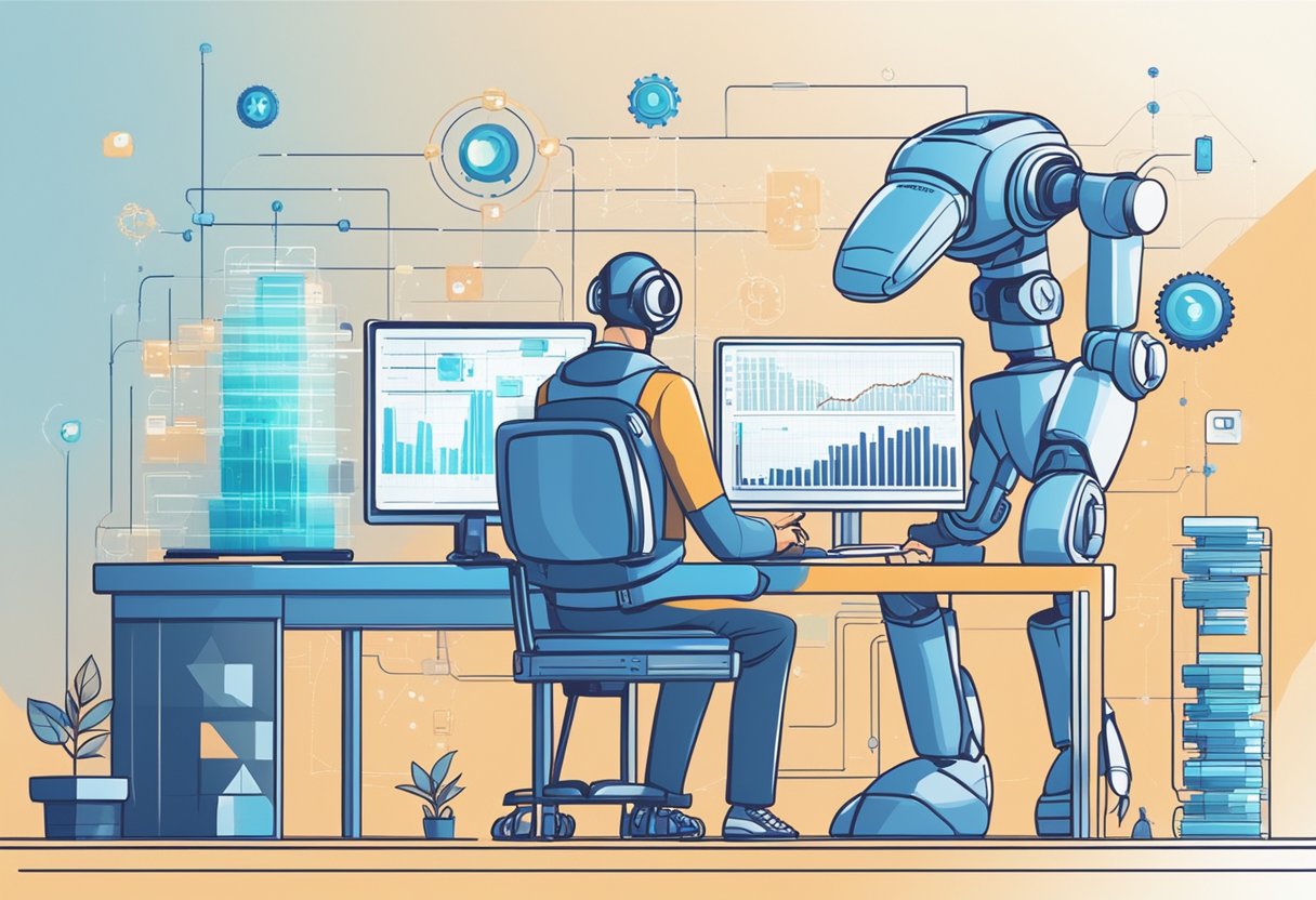 An AI system analyzes financial data, while machine learning algorithms identify patterns in the sector. The technologies are being applied in the financial industry