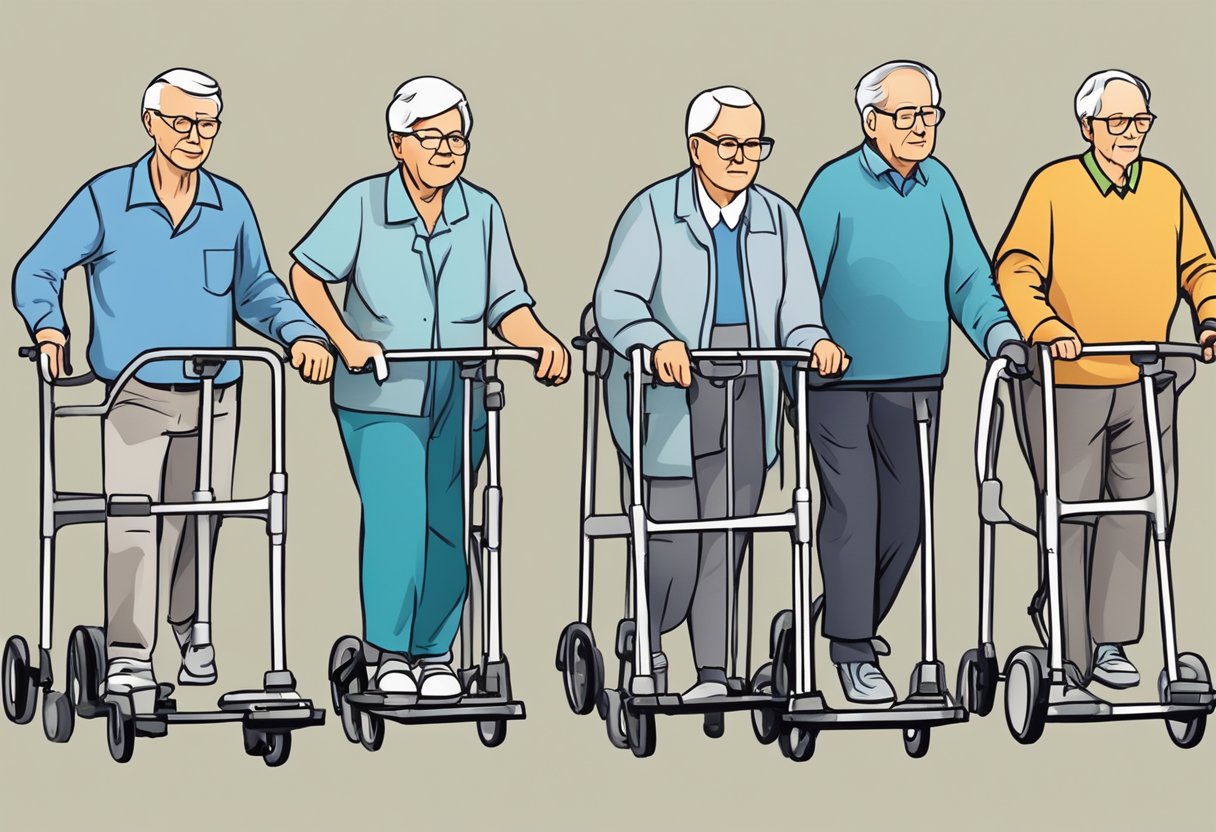 A group of upright walkers, covered by Medicare, displayed with a focus on financial considerations