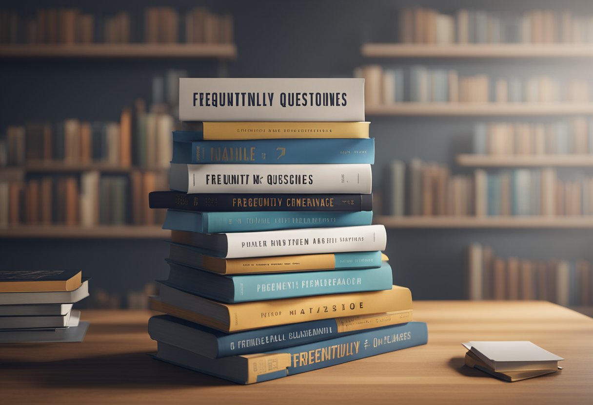 A stack of books with the title "Frequently Asked Questions" on the cover, surrounded by 11 quotes about perseverance