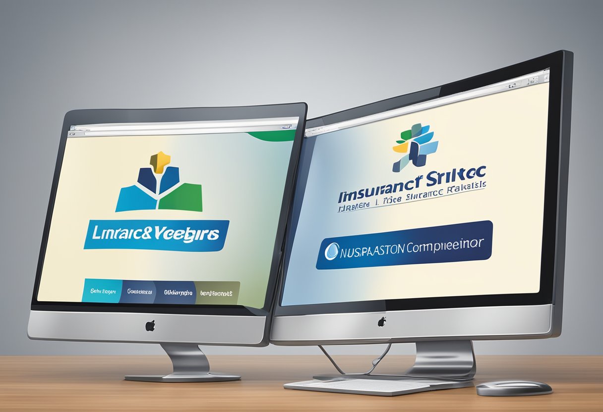 Three insurance company logos displayed on a computer screen