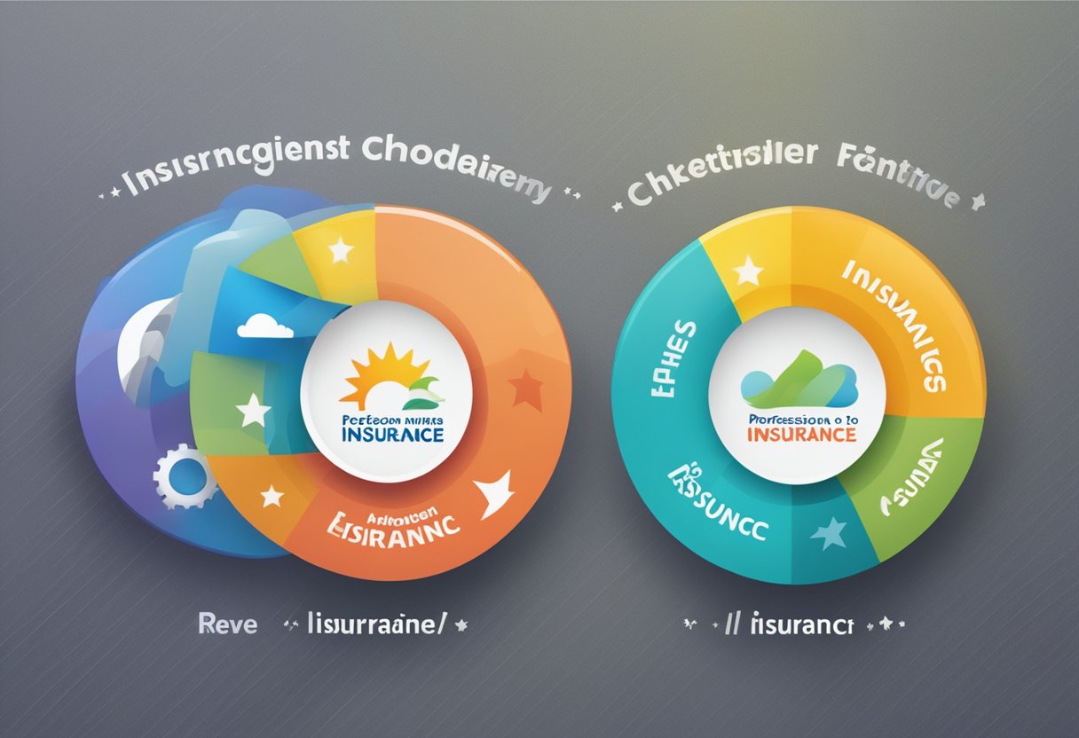 Three insurance company logos displayed with positive reviews and ratings. Text indicating "Factors to Consider When Choosing Insurance" in bold font