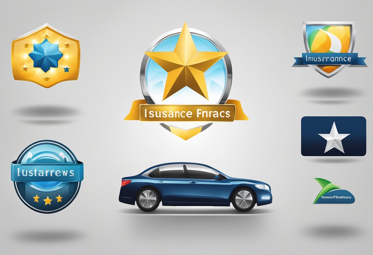 Three insurance company logos displayed with star ratings and customer reviews