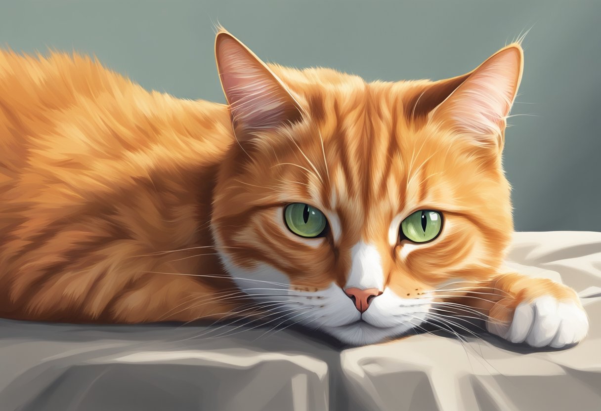 An orange cat exhibits signs of behavioral issues and health problems