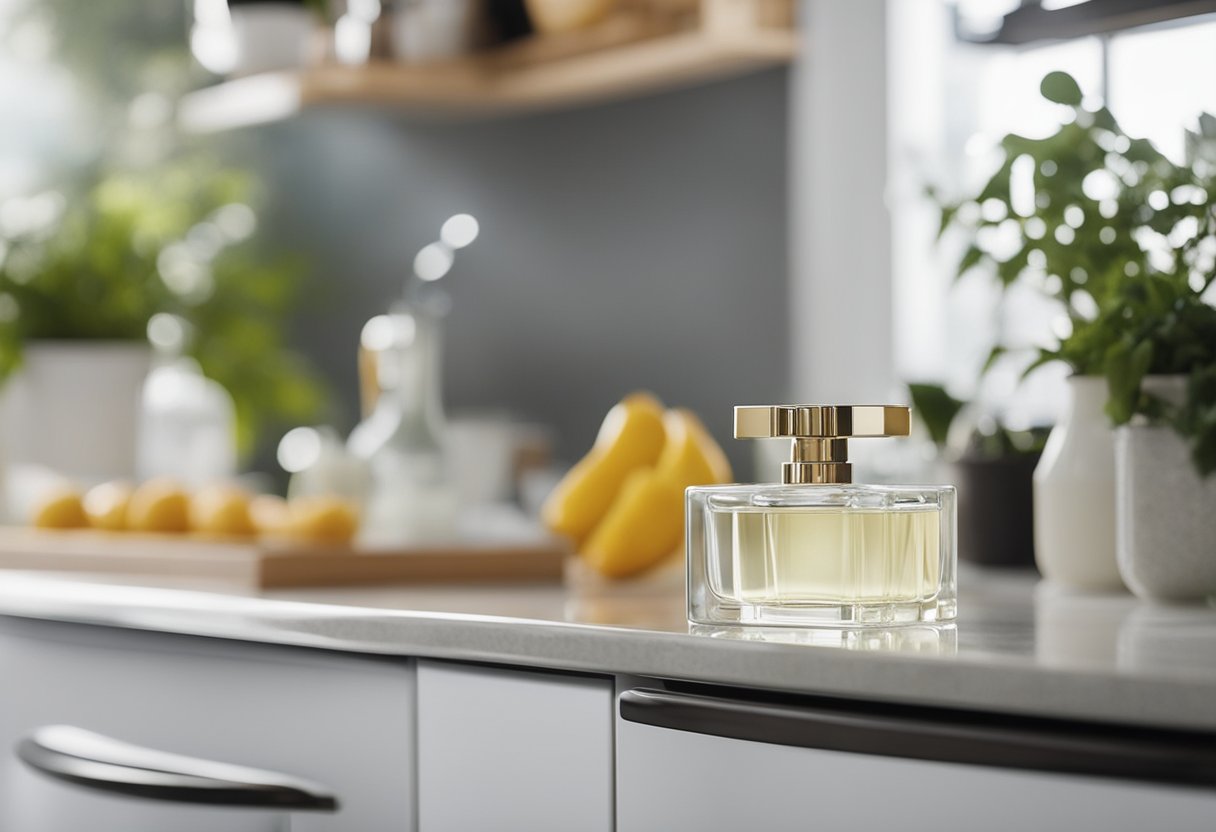 A clean, organized home with sparkling surfaces and fresh scents after professional cleaning service. A sense of relief and relaxation in the air