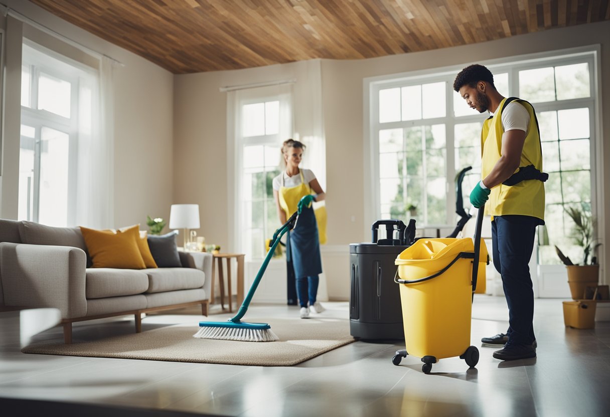A professional cleaning company saving time and money for a homeowner by efficiently cleaning their house