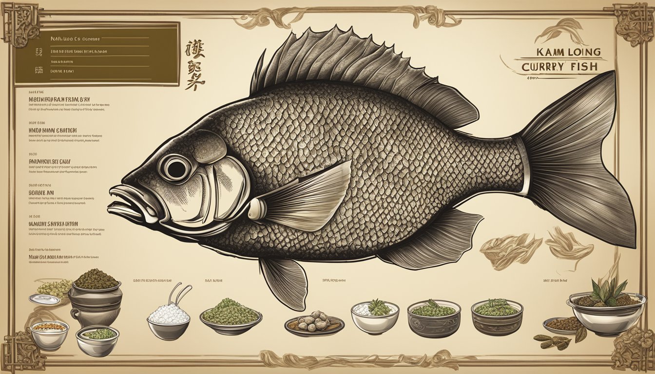 A menu board displays "Kam Long Curry Fish Head JB" with pricing