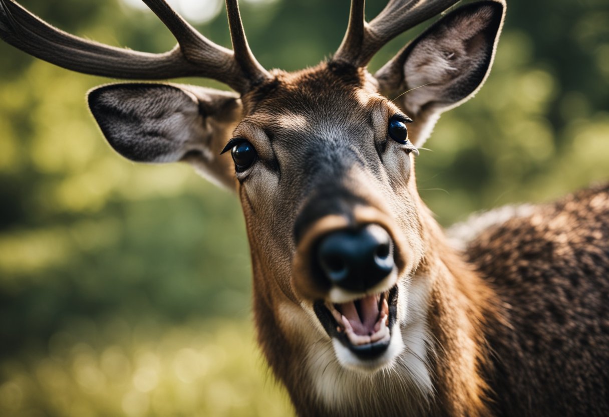 A tick bites into a deer's mouth, transferring lyme disease bacteria to its teeth