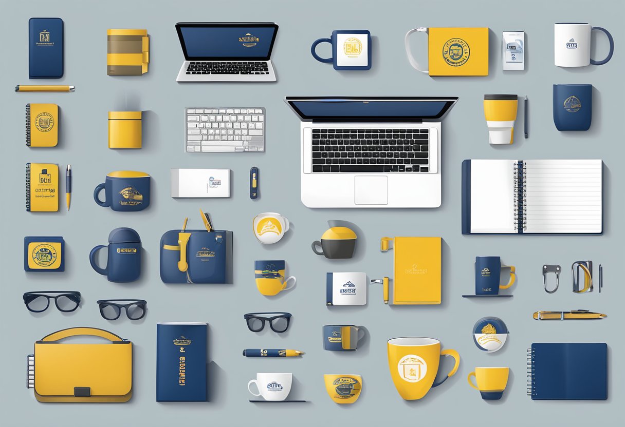 A table displaying 10 corporate gift options, including customisable items like mugs, notebooks, and USB drives. Various branding options are shown
