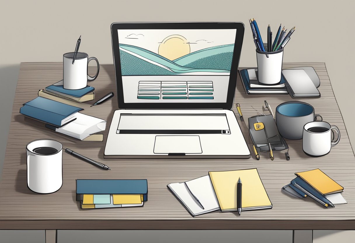 A table with 10 corporate gift options, such as mugs, pens, and notebooks, displayed with customizable features