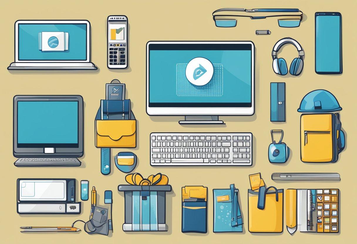 A computer screen displaying a variety of customised corporate gifts available for purchase online